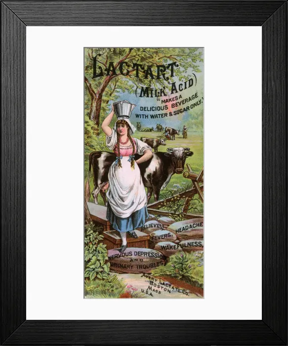 Framed Print : Lactart (Milk Acid) - relieves fevers, headache etc Framed Print : Lactart (Milk Acid) - relieves fevers, headache etc