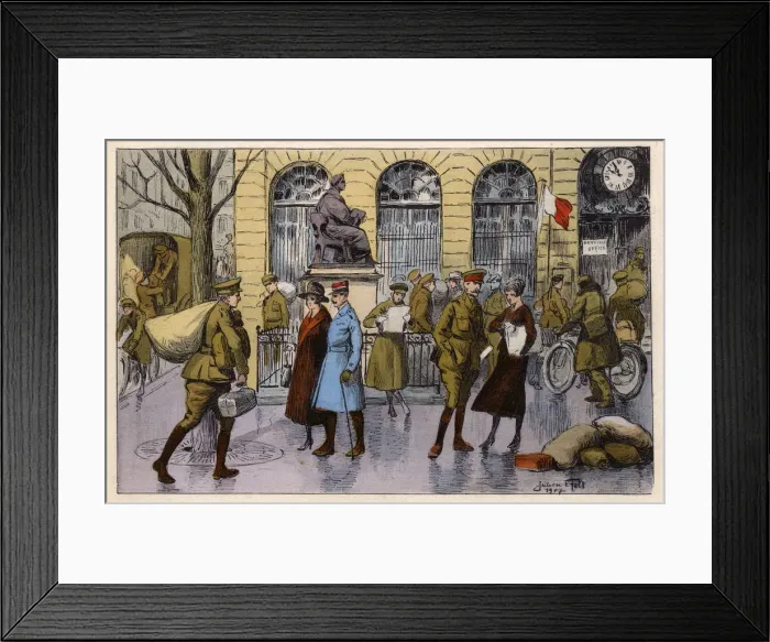 Framed Print : WW1, Rouen, France, British Post Office and Boieldieu Statue