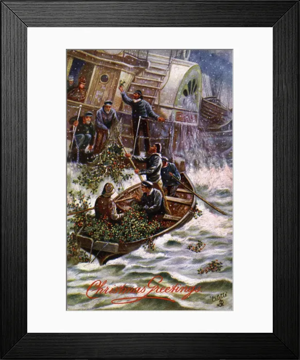 Framed Print : Delivering Christmas Holly to a Steamship Framed Print : Delivering Christmas Holly to a Steamship