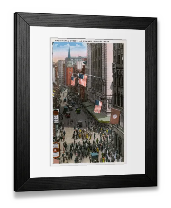 Framed Print : Washington Street - at Summer Street - Boston, Massachusetts