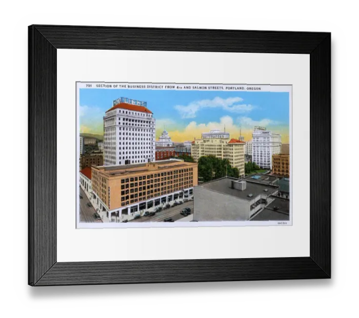 Framed Print : Business District from 4th and Salmon Streets - Portland, OR
