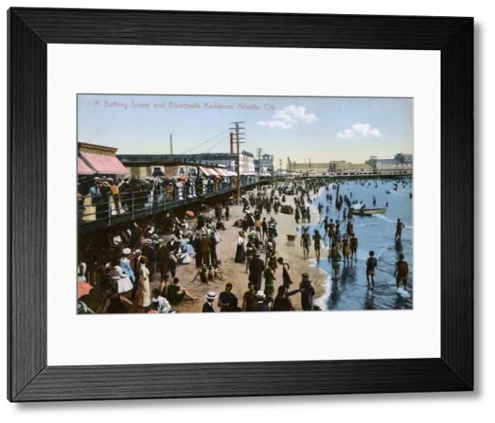 Framed Print : Bathing Scene and Boardwalk Audience - Atlantic City, USA Framed Print : Bathing Scene and Boardwalk Audience - Atlantic City, USA