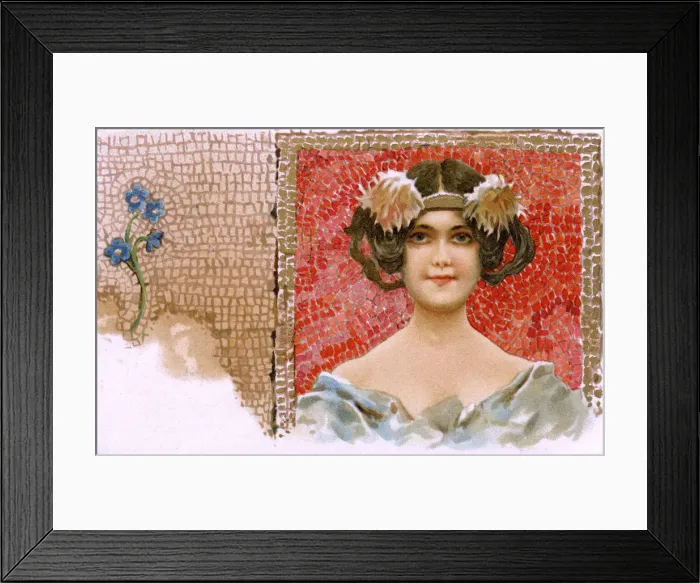 Framed Print : Mosaic depiction of a pretty Italian Girl Framed Print : Mosaic depiction of a pretty Italian Girl
