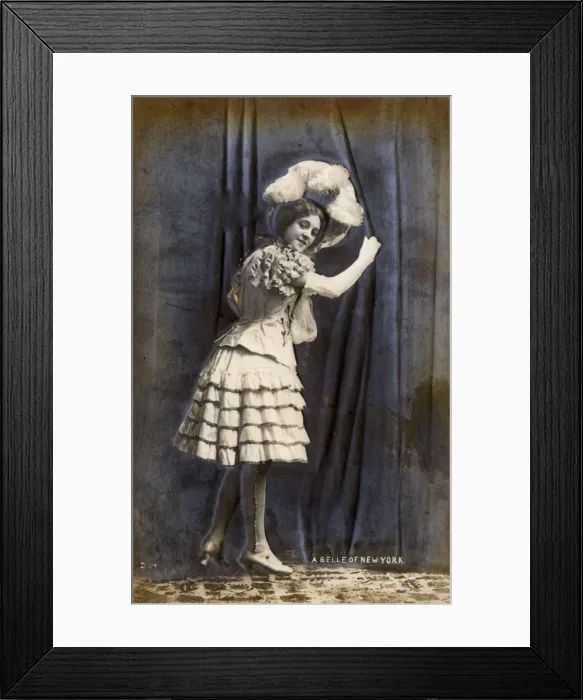 Framed Print : A Belle of New York, heading behind a curtain