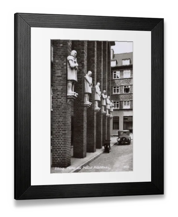 Framed Print : Elblag (Elbing), Poland - Statues outside Entrance Police HQ Framed Print : Elblag (Elbing), Poland - Statues outside Entrance Police HQ