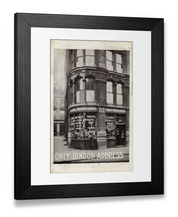 Framed Print : Flexible Metallic Tubing Shop - 112 Queen Victoria Street Framed Print : Flexible Metallic Tubing Shop - 112 Queen Victoria Street