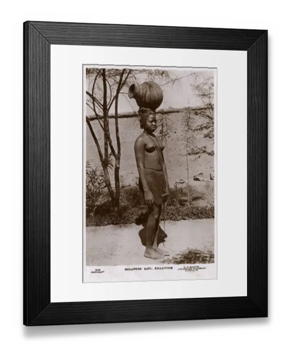 Framed Print : Khartoum, Sudan, Africa - Sudanese girl carrying a water pot Framed Print : Khartoum, Sudan, Africa - Sudanese girl carrying a water pot