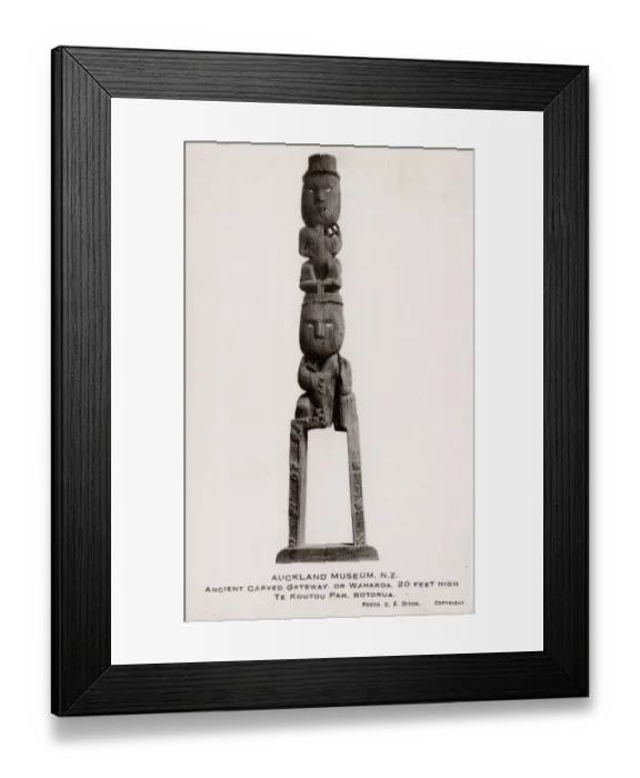 Framed Print : New Zealand - Ancient Carved Maori Gateway or Waharoa Framed Print : New Zealand - Ancient Carved Maori Gateway or Waharoa