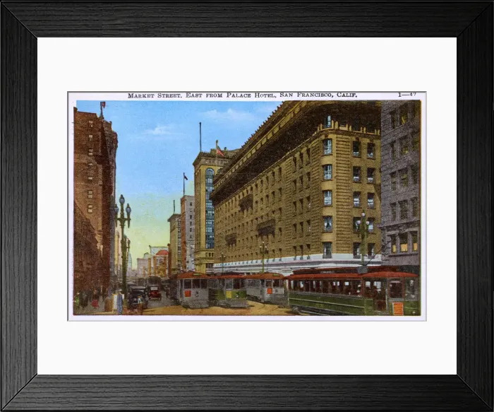 Framed Print : Market Street - East from the Palace Hotel - San Francisco Framed Print : Market Street - East from the Palace Hotel - San Francisco