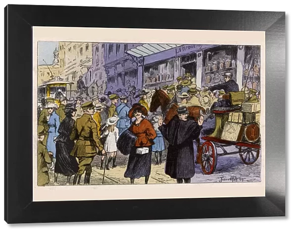 WW1 - Heavy traffic - Rouen street - Confectioners Shop