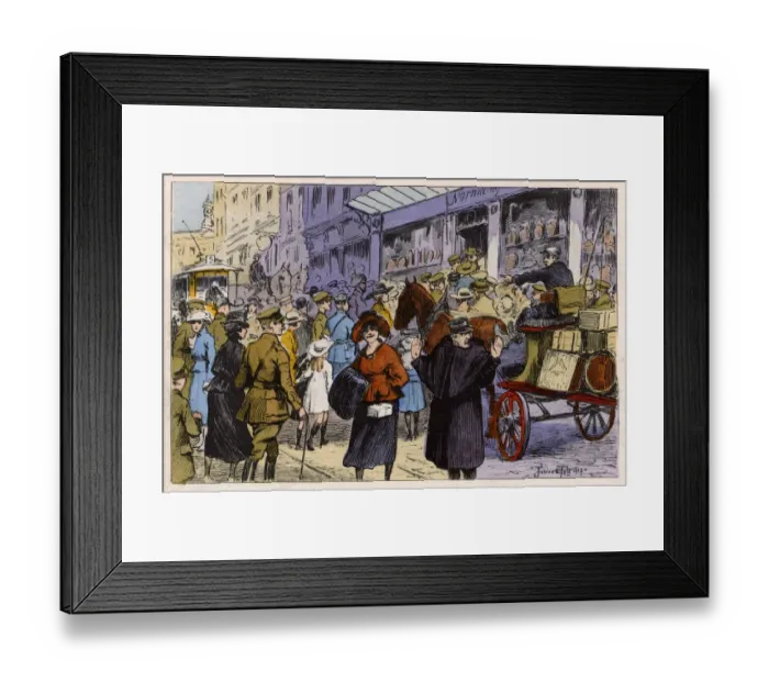 Framed Print : WW1 - Heavy traffic - Rouen street - Confectioners Shop Framed Print : WW1 - Heavy traffic - Rouen street - Confectioners Shop