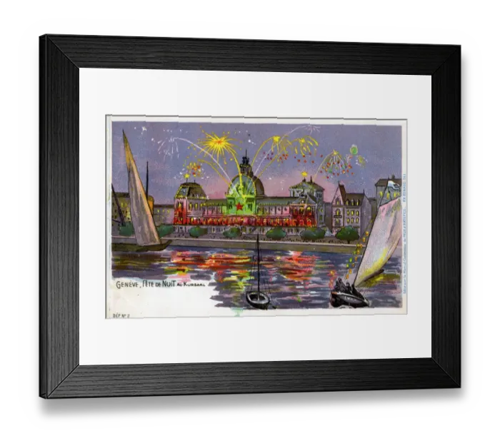Framed Print : Geneva, Switzerland - Night Festival - Kursaal - Fireworks Framed Print : Geneva, Switzerland - Night Festival - Kursaal - Fireworks
