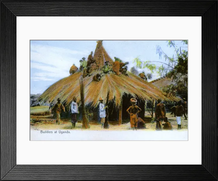 Framed Print : Housebuilders in Uganda, Africa Framed Print : Housebuilders in Uganda, Africa