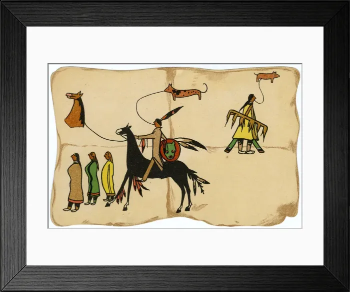 Framed Print : Multi-part story in the Native American Pictograph Tradition Framed Print : Multi-part story in the Native American Pictograph Tradition