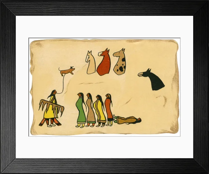Framed Print : Multi-part story in the Native American Pictograph Tradition Framed Print : Multi-part story in the Native American Pictograph Tradition