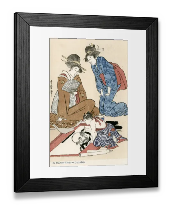Framed Print : Reproduction of a print by Utamaro Kitagawa Framed Print : Reproduction of a print by Utamaro Kitagawa