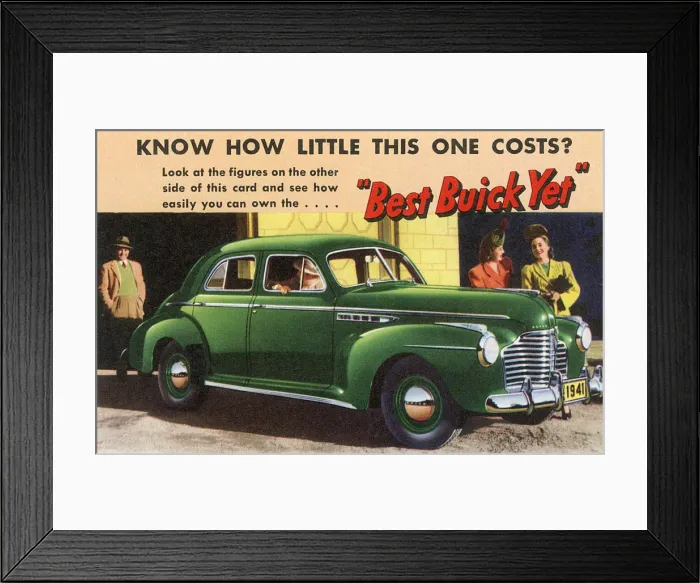 Framed Print : Advertising Promotional card for a new Buick Motor Car Framed Print : Advertising Promotional card for a new Buick Motor Car