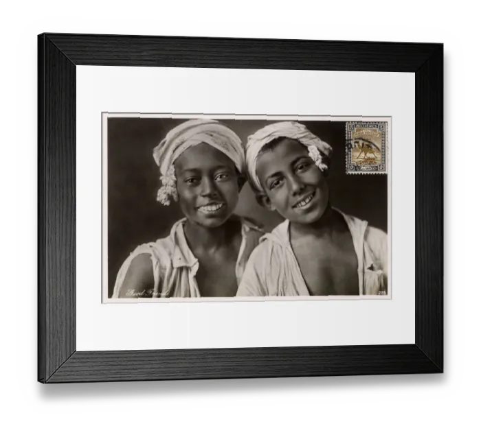 Framed Print : Two Good Friends - Happy young boy and Girl - Cairo Framed Print : Two Good Friends - Happy young boy and Girl - Cairo