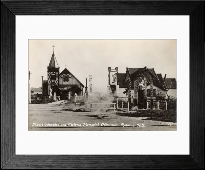 Framed Print : Maori Churches & Victoria Memorial - Ohinemutu, Rotorua, NZ Framed Print : Maori Churches & Victoria Memorial - Ohinemutu, Rotorua, NZ