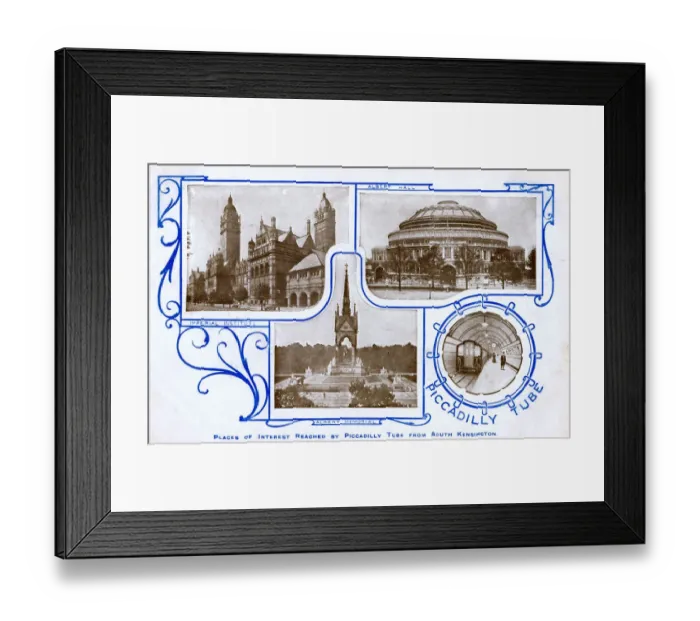 Framed Print : Places of interest on Piccadilly Tube from South Kensington Framed Print : Places of interest on Piccadilly Tube from South Kensington