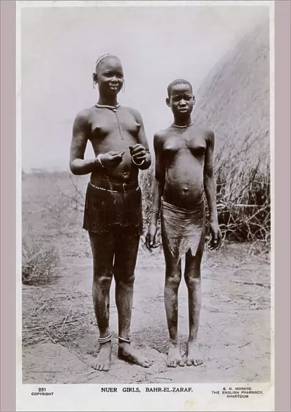 Two Nuer Girls - Upper Nile, Bahr-el-Zaraf, Sudan, Africa