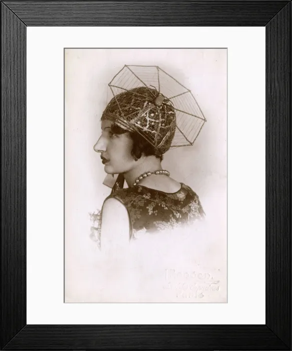 Framed Print : Stunning portrait - Chic French girl in Spiders Web Cap Framed Print : Stunning portrait - Chic French girl in Spiders Web Cap