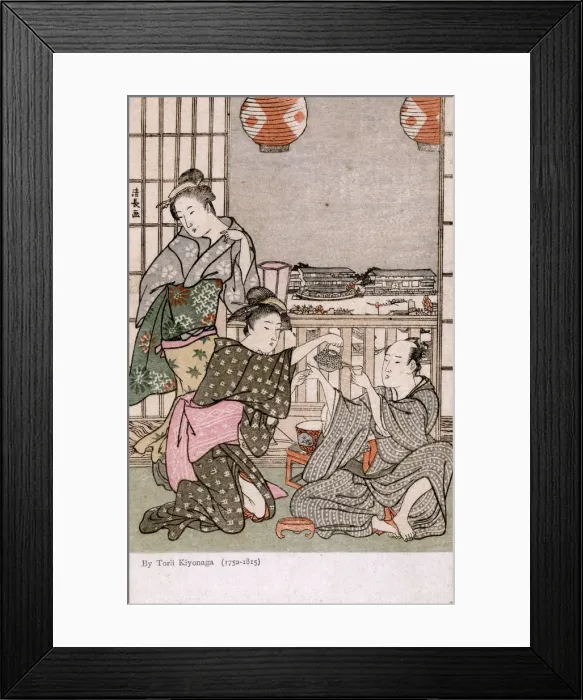 Framed Print : Serving tea on the banks of the Sumida River by Kiyonaga Framed Print : Serving tea on the banks of the Sumida River by Kiyonaga
