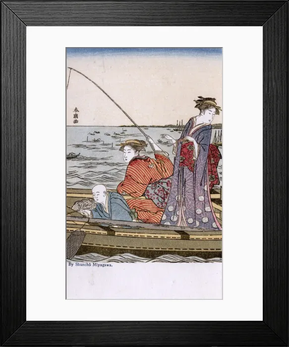 Framed Print : Fishing from a boat by Katsukawa Shuncho Framed Print : Fishing from a boat by Katsukawa Shuncho
