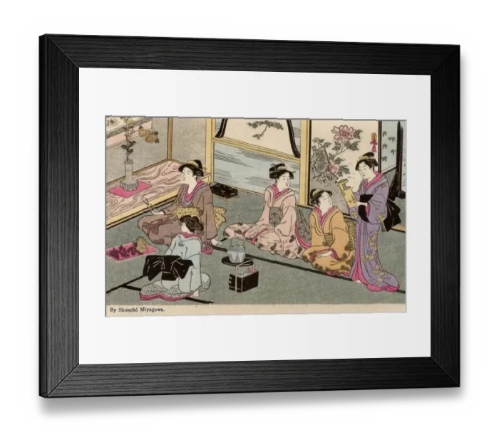 Framed Print : Five women in an indoor domestic scene by Katsukawa Shuncho Framed Print : Five women in an indoor domestic scene by Katsukawa Shuncho