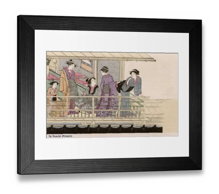 Framed Print : Five women in an outdoor domestic scene by Katsukawa Shuncho Framed Print : Five women in an outdoor domestic scene by Katsukawa Shuncho