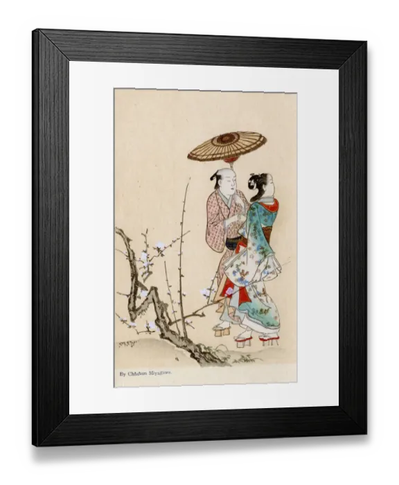 Framed Print : Man and a woman on a country walk by Miyagawa Choshun Framed Print : Man and a woman on a country walk by Miyagawa Choshun