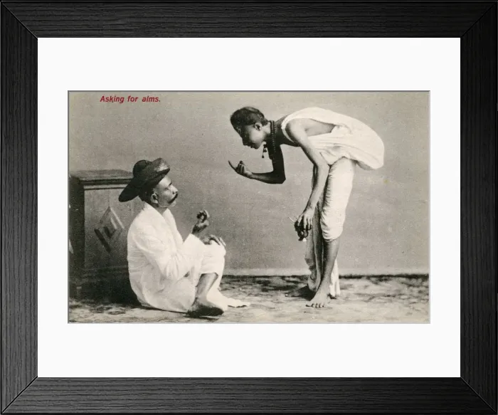Framed Print : Young Hindu Ascetic asking for Alms - India Framed Print : Young Hindu Ascetic asking for Alms - India