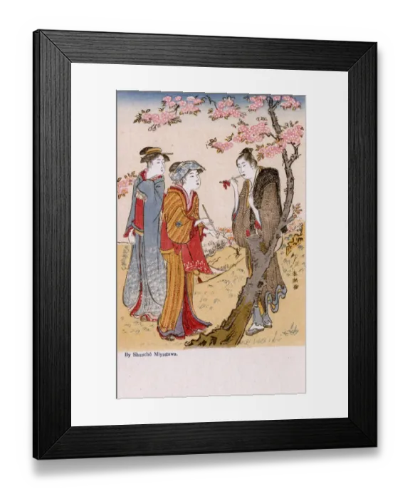 Framed Print : Three Women smoking pipes in a garden by Katsukawa Shuncho Framed Print : Three Women smoking pipes in a garden by Katsukawa Shuncho