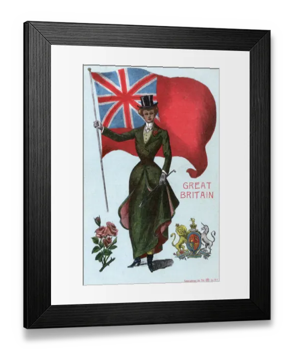 Framed Print : British Hunting Girl - American View - Red Ensign held aloft Framed Print : British Hunting Girl - American View - Red Ensign held aloft