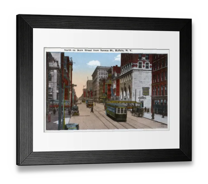 Framed Print : North on Main Street from Seneca Street, Buffalo, NY, USA Framed Print : North on Main Street from Seneca Street, Buffalo, NY, USA