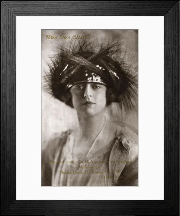 Framed Print : Miss Sara Sample - Modelling hats from Maison Lewis Framed Print : Miss Sara Sample - Modelling hats from Maison Lewis