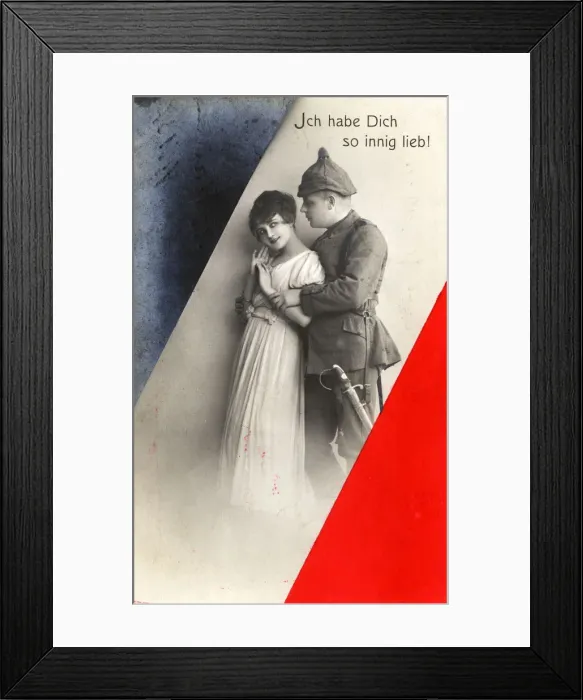 Framed Print : German Romantic Postcard - I love you so much Framed Print : German Romantic Postcard - I love you so much