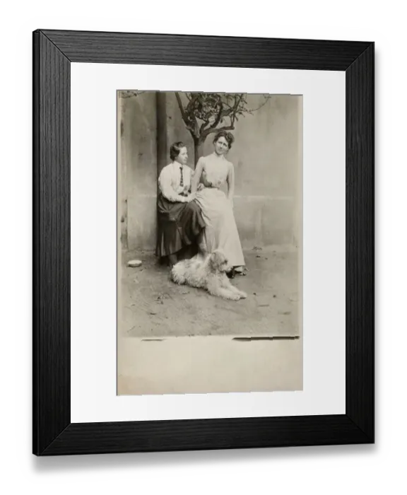 Framed Print : Austrian Mother and Daughter with their shaggy pet dog Framed Print : Austrian Mother and Daughter with their shaggy pet dog