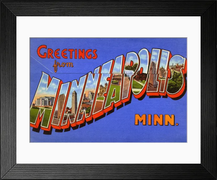 Framed Print : Minneapolis, Minnesota, USA - large letter card Framed Print : Minneapolis, Minnesota, USA - large letter card