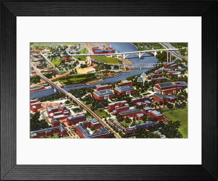 Framed Print : Minneapolis, Minnesota, USA - Aerial view of the University Framed Print : Minneapolis, Minnesota, USA - Aerial view of the University