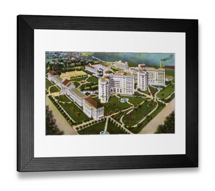 Framed Print : Cleveland, Ohio, USA - Birds Eye View of City Hospital Framed Print : Cleveland, Ohio, USA - Birds Eye View of City Hospital