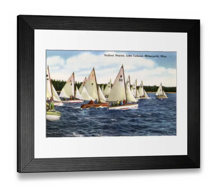 Framed Print : Minneapolis, Minnesota, USA - Sailboat Regatta, Lake Calhoun