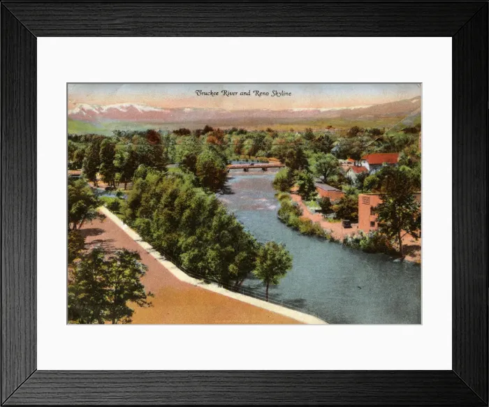 Framed Print : Reno, Nevada, USA - Truckee River and Reno Skyline Framed Print : Reno, Nevada, USA - Truckee River and Reno Skyline