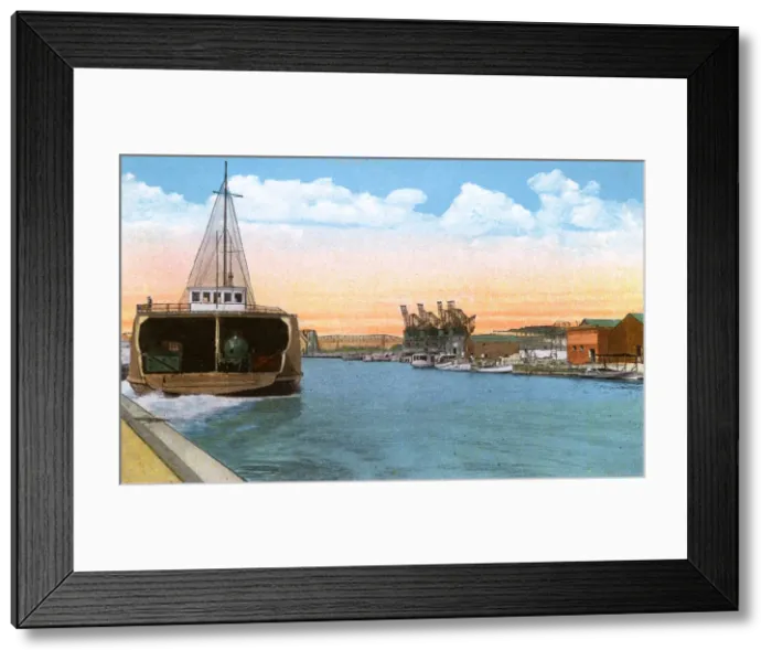 Framed Print : Ashtabula, Ohio, USA - River and Ferry Boat Framed Print : Ashtabula, Ohio, USA - River and Ferry Boat