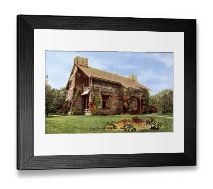 Framed Print : Detroit, Michigan, USA - Log Cabin in Palmer Park