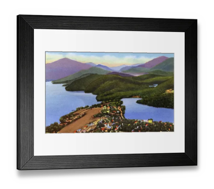 Framed Print : Lake Placid, N. Y. USA - Mirror Lake - view from an airplane Framed Print : Lake Placid, N. Y. USA - Mirror Lake - view from an airplane