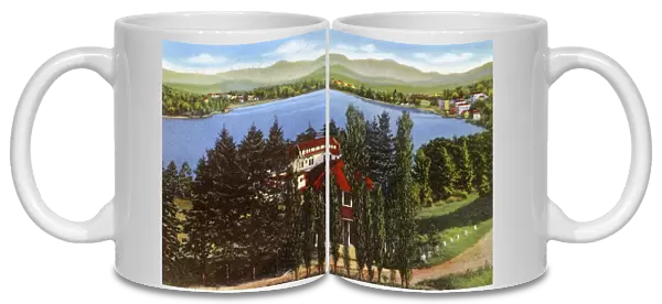 Lake Placid, N. Y. USA - Mirror Lake and Mirror Lake Inn