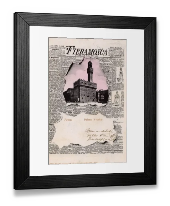 Framed Print : Florence - Italy - Palazzo Vecchio - Newspaper design Framed Print : Florence - Italy - Palazzo Vecchio - Newspaper design