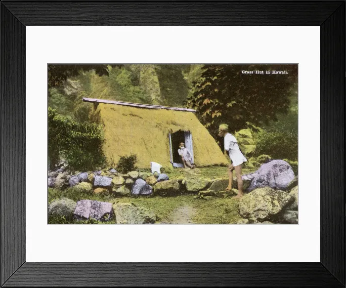 Framed Print : Hawaiian Islands, USA - Grass hut Framed Print : Hawaiian Islands, USA - Grass hut