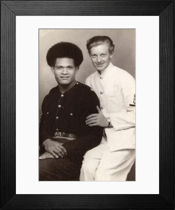 Framed Print : Two friends - A British Navy Sailor and a Pacific Islander Framed Print : Two friends - A British Navy Sailor and a Pacific Islander